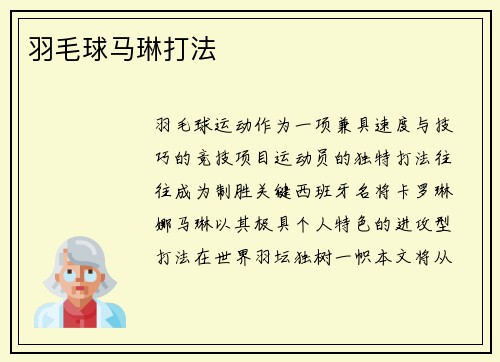 羽毛球马琳打法